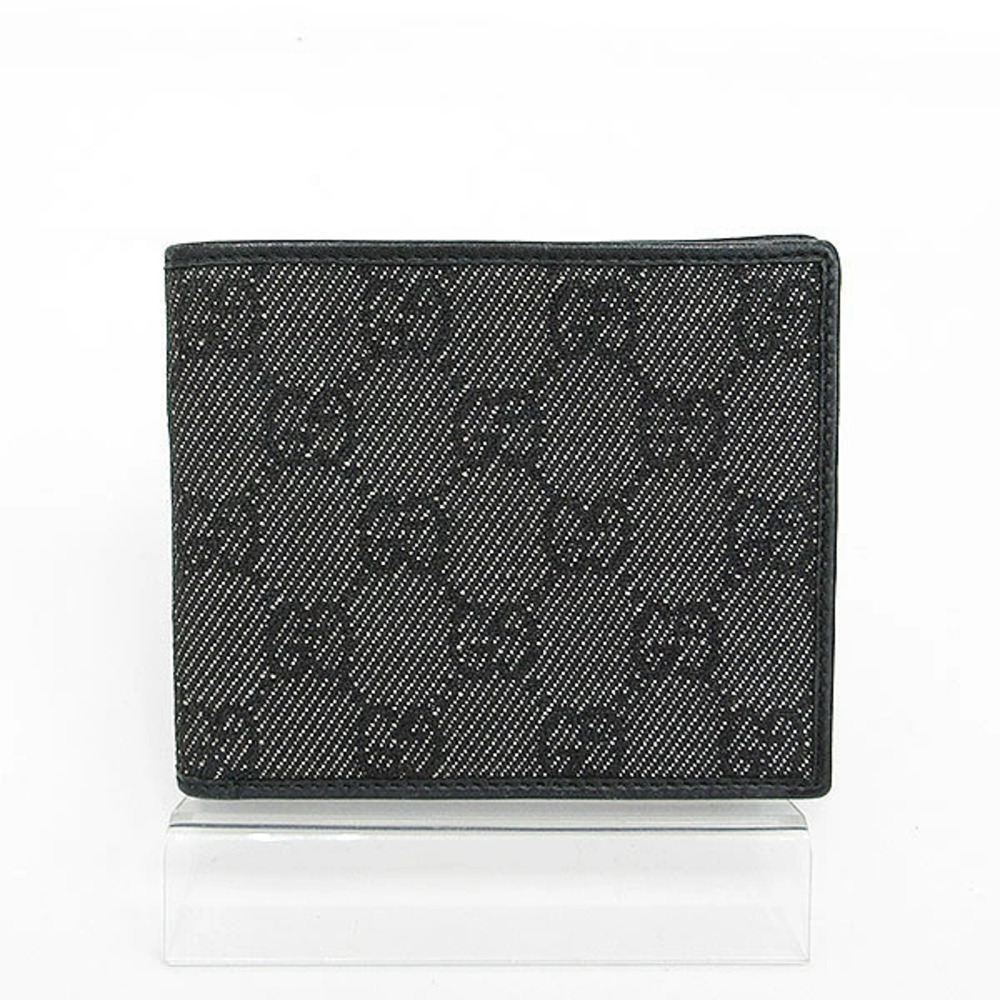 GUCCI GG Bi fold Wallet Black Canvas